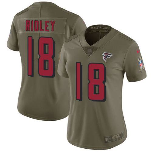 Nike Atlanta Falcons #18 Calvin Ridley Olive Women's Stitched NFL Limited 2017 Salute to Service Jersey Womens