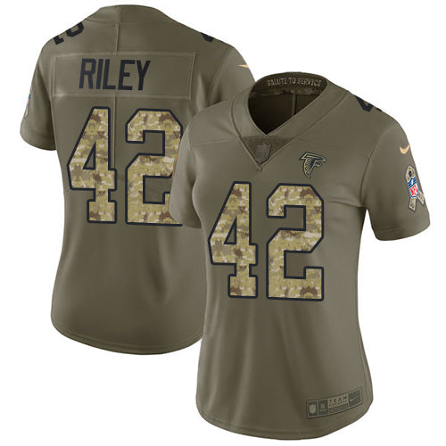 Nike Atlanta Falcons #42 Duke Riley Olive/Camo Women's Stitched NFL Limited 2017 Salute to Service Jersey Womens