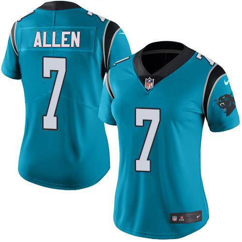 Nike Carolina Panthers #7 Kyle Allen Blue Women's Stitched NFL Limited Rush Jersey Womens