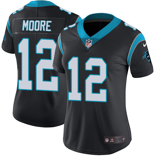 Nike Carolina Panthers #12 DJ Moore Black Team Color Women's Stitched NFL Vapor Untouchable Limited Jersey Womens