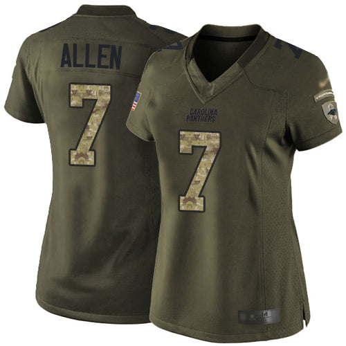 Nike Carolina Panthers #7 Kyle Allen Green Women's Stitched NFL Limited 2015 Salute to Service Jersey Womens