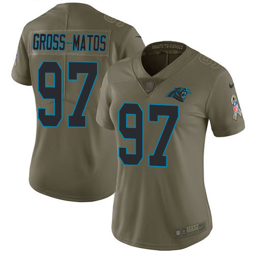 Nike Carolina Panthers #97 Yetur Gross-Matos Olive Women's Stitched NFL Limited 2017 Salute To Service Jersey Womens