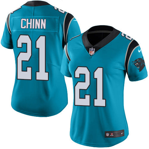 Nike Carolina Panthers #21 Jeremy Chinn Blue Women's Stitched NFL Limited Rush Jersey Womens