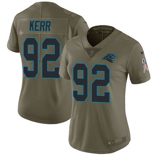 Nike Carolina Panthers #92 Zach Kerr Olive Women's Stitched NFL Limited 2017 Salute To Service Jersey Womens