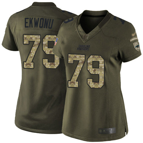 Nike Carolina Panthers #79 Ikem Ekwonu Green Women's Stitched NFL Limited 2015 Salute to Service Jersey Womens