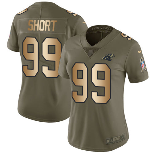 Nike Carolina Panthers #99 Kawann Short Olive/Gold Women's Stitched NFL Limited 2017 Salute to Service Jersey Womens
