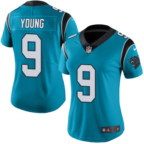 Nike Carolina Panthers #9 Bryce Young Blue Alternate Women's Stitched NFL Vapor Untouchable Limited Jersey Womens