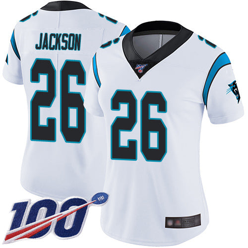 Nike Carolina Panthers #26 Donte Jackson White Women's Stitched NFL 100th Season Vapor Limited Jersey Womens
