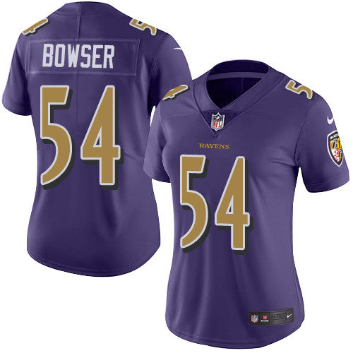 Nike Baltimore Ravens #54 Tyus Bowser Purple Women's Stitched NFL Limited Rush Jersey Womens