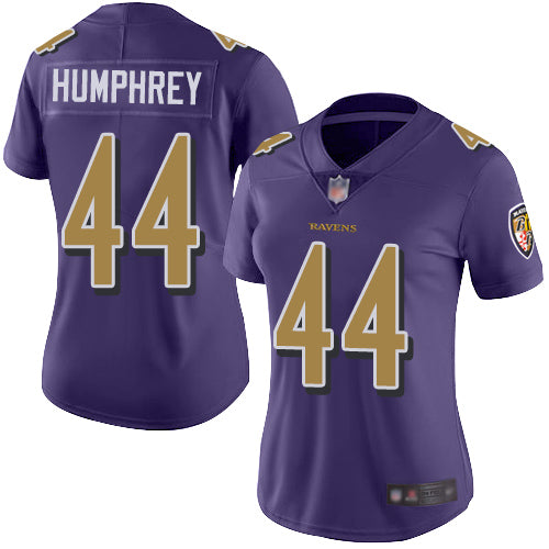 Nike Baltimore Ravens #44 Marlon Humphrey Purple Women's Stitched NFL Limited Rush Jersey Womens