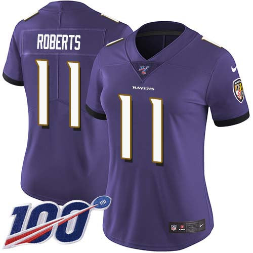 Nike Baltimore Ravens #11 Seth Roberts Purple Team Color Women's Stitched NFL 100th Season Vapor Untouchable Limited Jersey Womens