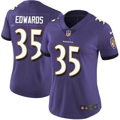 Nike Baltimore Ravens #35 Gus Edwards Purple Team Color Women's Stitched NFL Vapor Untouchable Limited Jersey Womens