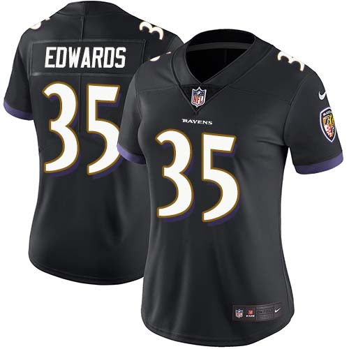 Nike Baltimore Ravens #35 Gus Edwards Black Alternate Women's Stitched NFL Vapor Untouchable Limited Jersey Womens