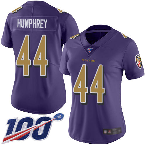 Nike Baltimore Ravens #44 Marlon Humphrey Purple Women's Stitched NFL Limited Rush 100th Season Jersey Womens