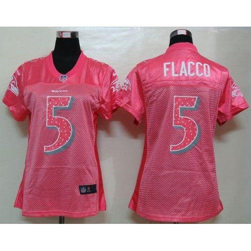 Nike Baltimore Ravens #5 Joe Flacco Pink Sweetheart Women's NFL Game Jersey Womens