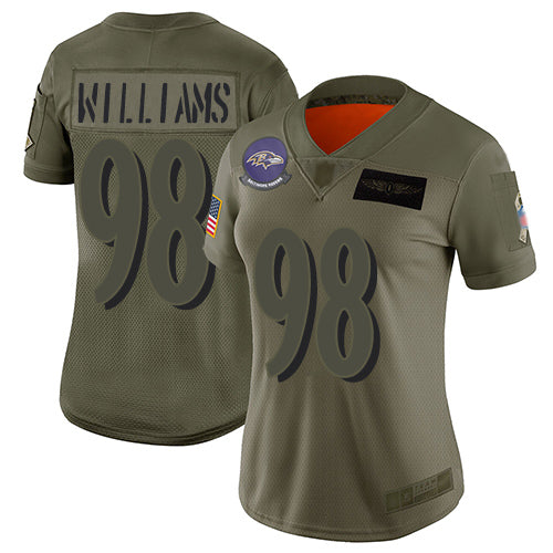 Nike Baltimore Ravens #98 Brandon Williams Camo Women's Stitched NFL Limited 2019 Salute to Service Jersey Womens