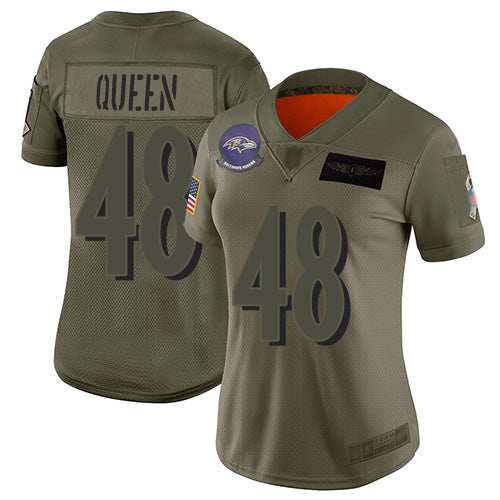 Nike Baltimore Ravens #48 Patrick Queen Camo Women's Stitched NFL Limited 2019 Salute To Service Jersey Womens