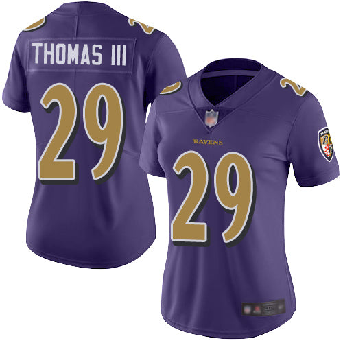 Nike Baltimore Ravens #29 Earl Thomas III Purple Women's Stitched NFL Limited Rush Jersey Womens