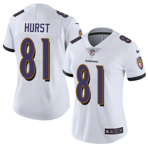 Nike Baltimore Ravens #81 Hayden Hurst White Women's Stitched NFL Vapor Untouchable Limited Jersey Womens