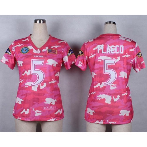 Nike Baltimore Ravens #5 Joe Flacco Pink Women's Stitched NFL Elite Camo Fashion Jersey Womens