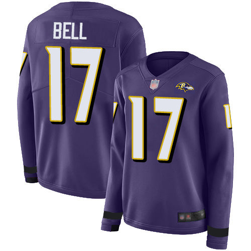 Nike Baltimore Ravens #17 Le'Veon Bell Purple Team Color Women's Stitched NFL Limited Therma Long Sleeve Jersey Womens