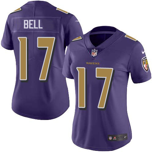 Nike Baltimore Ravens #17 Le'Veon Bell Purple Women's Stitched NFL Limited Rush Jersey Womens