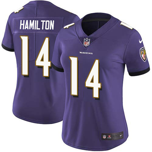 Nike Baltimore Ravens #14 Kyle Hamilton Purple Team Color Women's Stitched NFL Vapor Untouchable Limited Jersey Womens