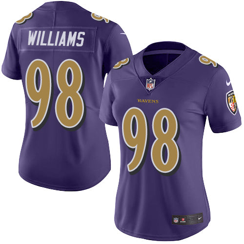 Nike Baltimore Ravens #98 Brandon Williams Purple Women's Stitched NFL Limited Rush Jersey Womens