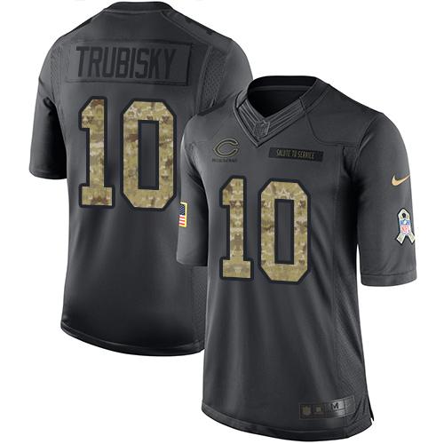 Nike Chicago Bears #10 Mitchell Trubisky Black Youth Stitched NFL Limited 2016 Salute to Service Jersey Youth