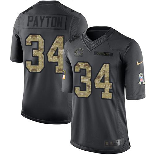Nike Chicago Bears #34 Walter Payton Black Youth Stitched NFL Limited 2016 Salute to Service Jersey Youth