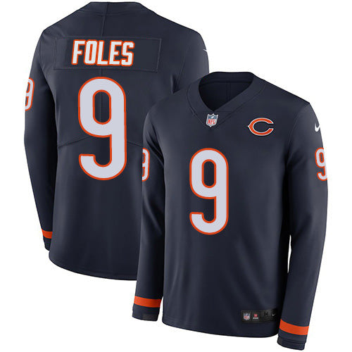 Nike Chicago Bears #9 Nick Foles Navy Blue Team Color Youth Stitched NFL Limited Therma Long Sleeve Jersey Youth