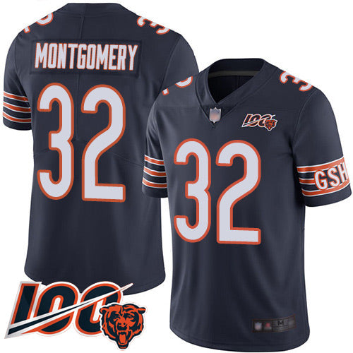 Nike Chicago Bears #32 David Montgomery Navy Blue Team Color Youth Stitched NFL 100th Season Vapor Limited Jersey Youth