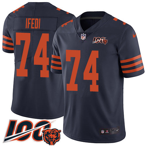 Nike Chicago Bears #74 Germain Ifedi Navy Blue Alternate Youth Stitched NFL 100th Season Vapor Untouchable Limited Jersey Youth