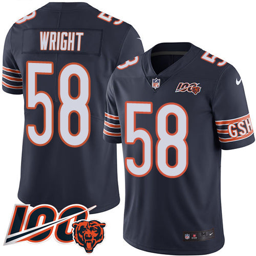 Nike Chicago Bears #58 Darnell Wright Navy Blue Team Color Youth Stitched NFL 100th Season Vapor Limited Jersey Youth