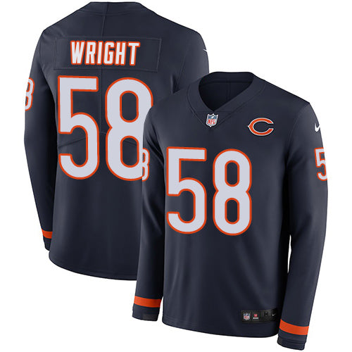 Nike Chicago Bears #58 Darnell Wright Navy Blue Team Color Youth Stitched NFL Limited Therma Long Sleeve Jersey Youth