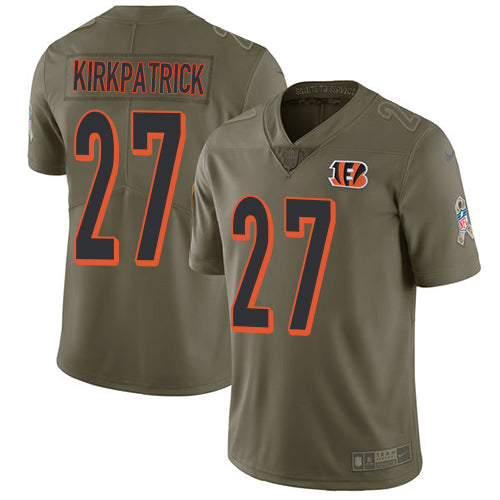 Nike Cincinnati Bengals #27 Dre Kirkpatrick Olive Youth Stitched NFL Limited 2017 Salute to Service Jersey Youth