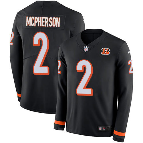 Nike Cincinnati Bengals #2 Evan McPherson Black Team Color Youth Stitched NFL Limited Therma Long Sleeve Jersey Youth