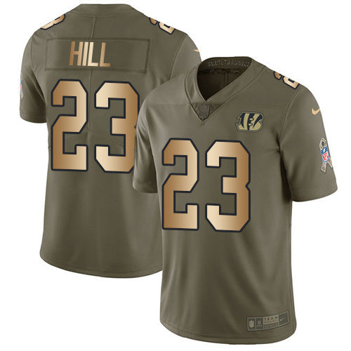 Nike Cincinnati Bengals #23 Daxton Hill Olive/Gold Youth Stitched NFL Limited 2017 Salute To Service Jersey Youth