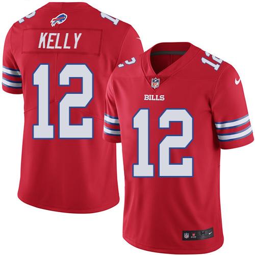 Nike Buffalo Bills #12 Jim Kelly Red Youth Stitched NFL Limited Rush Jersey Youth
