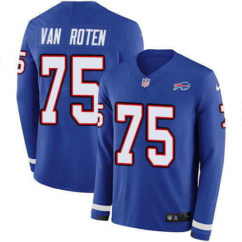 Nike Buffalo Bills #75 Greg Van Roten Royal Blue Team Color Youth Stitched NFL Limited Therma Long Sleeve Jersey Youth