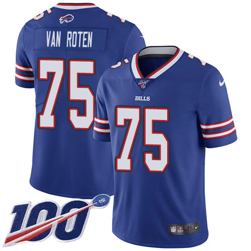 Nike Buffalo Bills #75 Greg Van Roten Royal Blue Team Color Youth Stitched NFL 100th Season Vapor Limited Jersey Youth