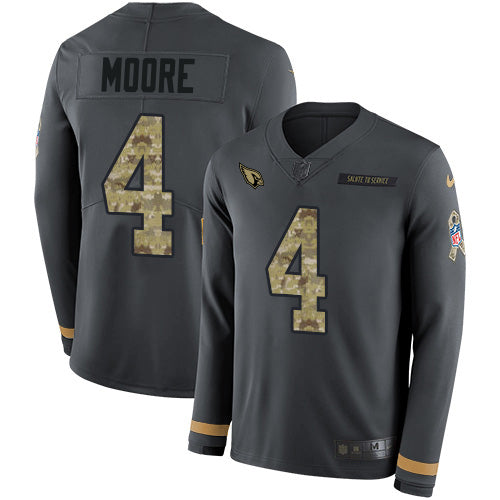 Nike Arizona Cardinals #4 Rondale Moore Anthracite Salute to Service Youth Stitched NFL Limited Therma Long Sleeve Jersey Youth
