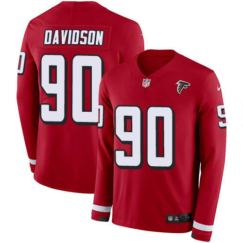 Nike Atlanta Falcons #90 Marlon Davidson Red Team Color Youth Stitched NFL Limited Therma Long Sleeve Jersey Youth