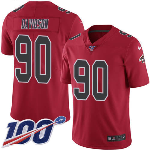 Nike Atlanta Falcons #90 Marlon Davidson Red Youth Stitched NFL Limited Rush 100th Season Jersey Youth