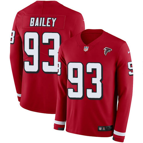 Nike Atlanta Falcons #93 Allen Bailey Red Team Color Youth Stitched NFL Limited Therma Long Sleeve Jersey Youth