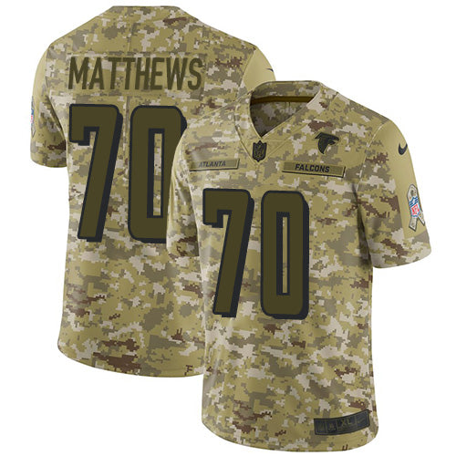 Nike Atlanta Falcons #70 Jake Matthews Camo Youth Stitched NFL Limited 2018 Salute to Service Jersey Youth
