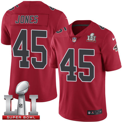 Nike Atlanta Falcons #45 Deion Jones Red Super Bowl LI 51 Youth Stitched NFL Limited Rush Jersey Youth