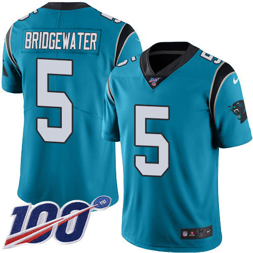 Nike Carolina Panthers #5 Teddy Bridgewater Blue Alternate Youth Stitched NFL 100th Season Vapor Untouchable Limited Jersey Youth