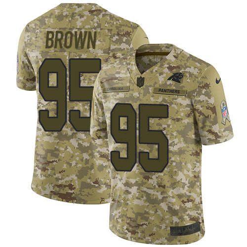 Nike Carolina Panthers #95 Derrick Brown Camo Youth Stitched NFL Limited 2018 Salute To Service Jersey Youth