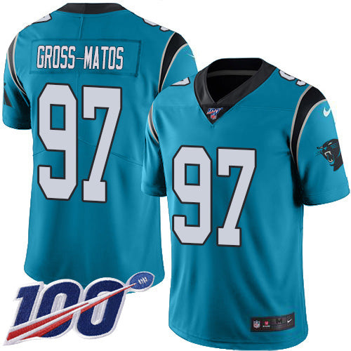 Nike Carolina Panthers #97 Yetur Gross-Matos Blue Youth Stitched NFL Limited Rush 100th Season Jersey Youth